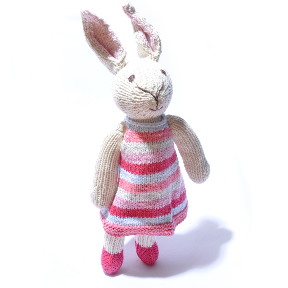 Rabbit Soft Toy in Stripe Dress Rabbit Soft Toy in Stripe Dress