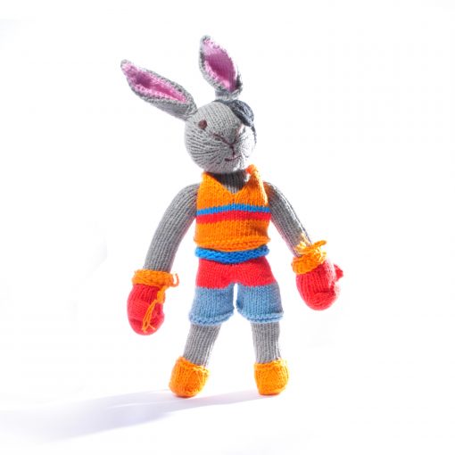Soft Toy Rabbit in Changeable Kickboxing Outfit – Orange/Blue ...