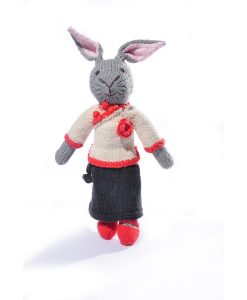 Rabbit Soft Toy in Changeable Outfit - Black/Cream
