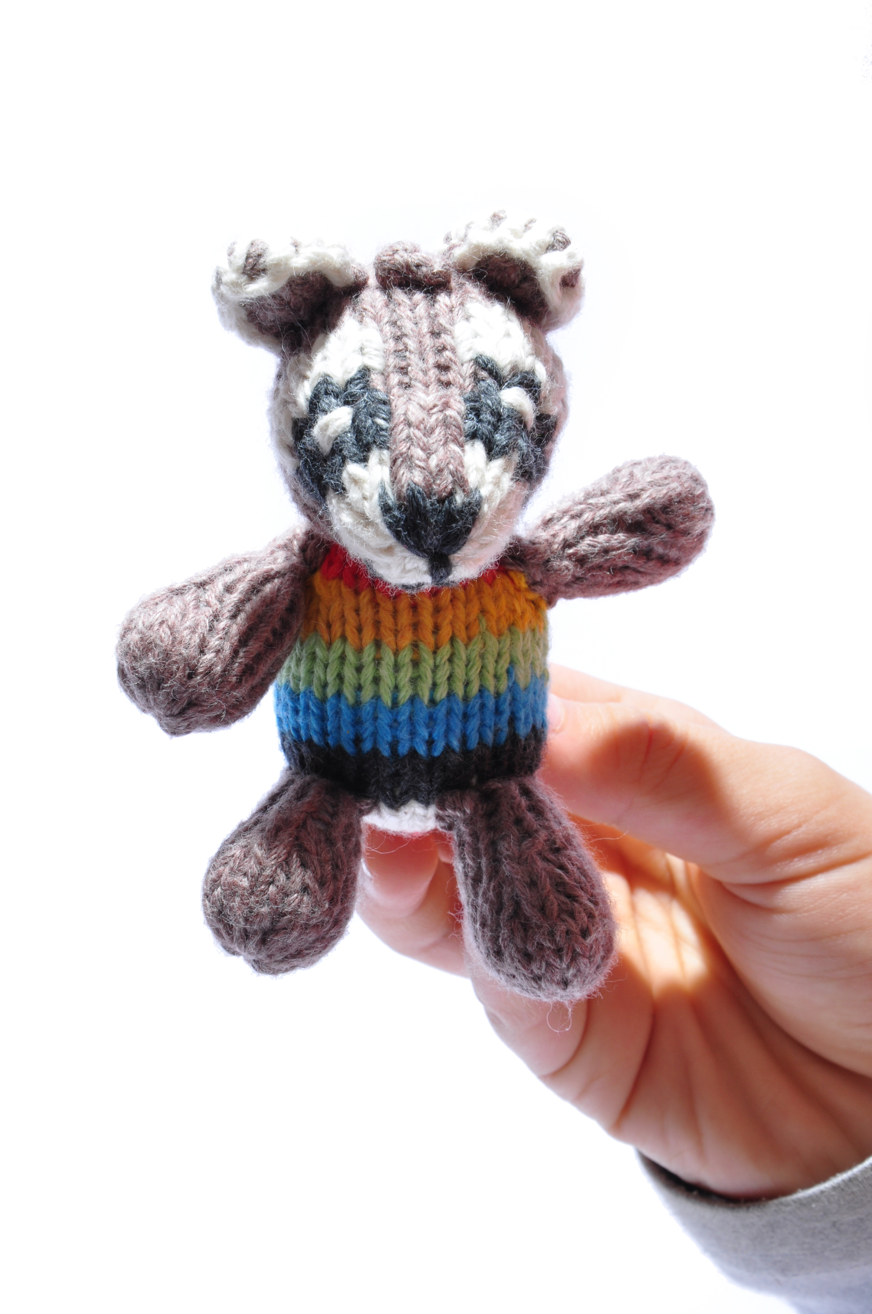 Raccoon Baby Soft Toy with Rainbow Stripes ChunkiChilli