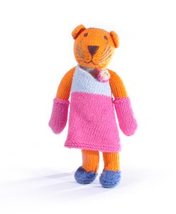 Tiger Soft Toy in Twotone Pink Flower Dress