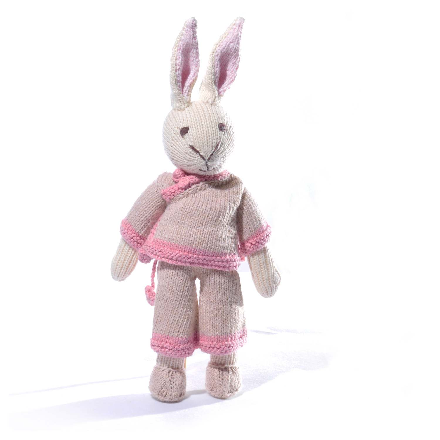 Organic Cotton Rabbit Soft Toy in Pink Qing Outfit ChunkiChilli
