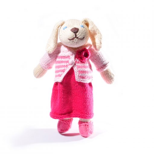 White Dog Toy in Outfit with Stripy Top