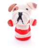 Hand knitted bulldog hand puppet in organic cotton