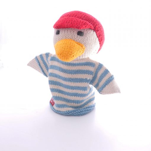 Hand knitted organic cotton hand puppet