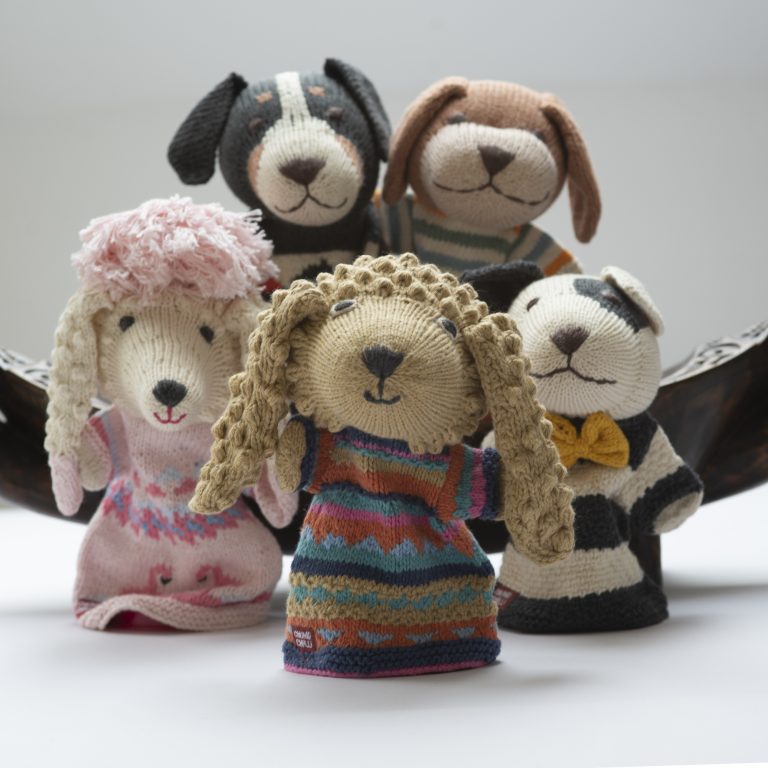 Hand Knitted Dog Hand Puppets in Organic Cotton ChunkiChilli