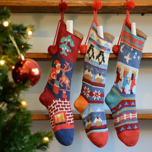 Personalised Hand Knitted Christmas Stockings in Organic Cotton