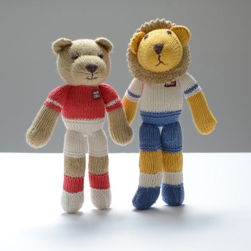 Football bear and lion soft toy