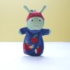 Hand knitted caterpillar hand puppet